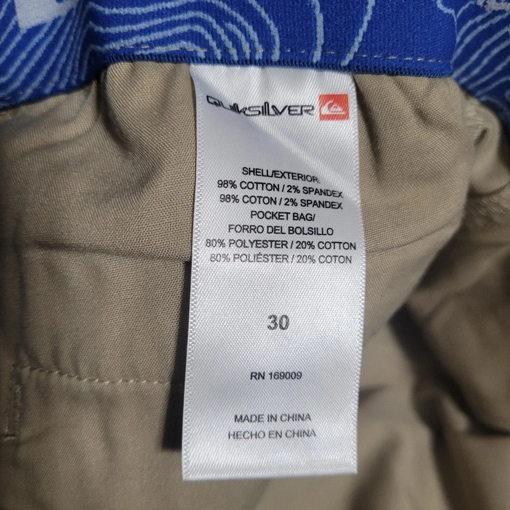 Quiksilver‎ Cargo Shorts Mens Size 30 Beige Khaki Twill Snap Buttons 8.5